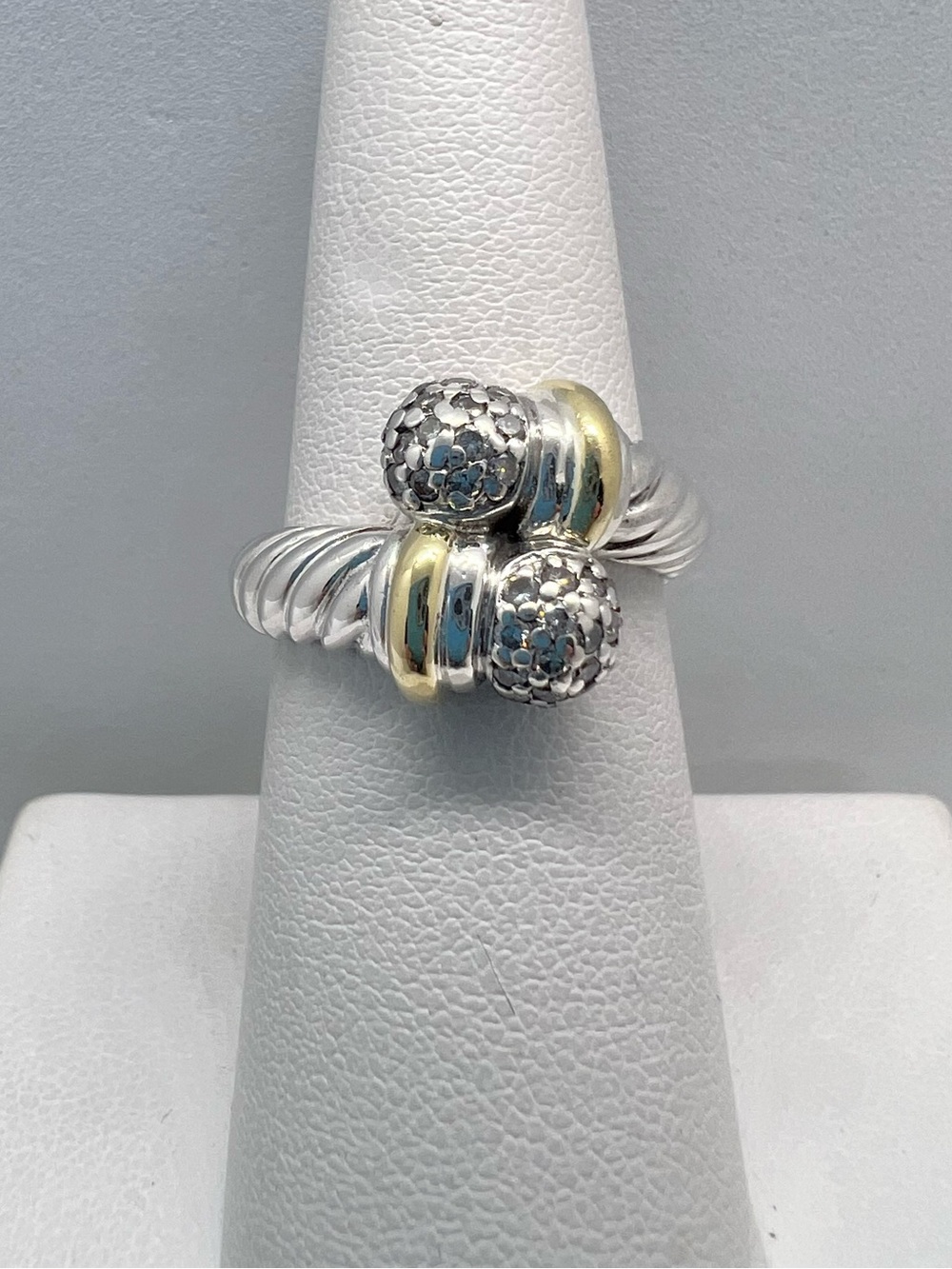 David Yurman Bypass ring with gold and diamonds